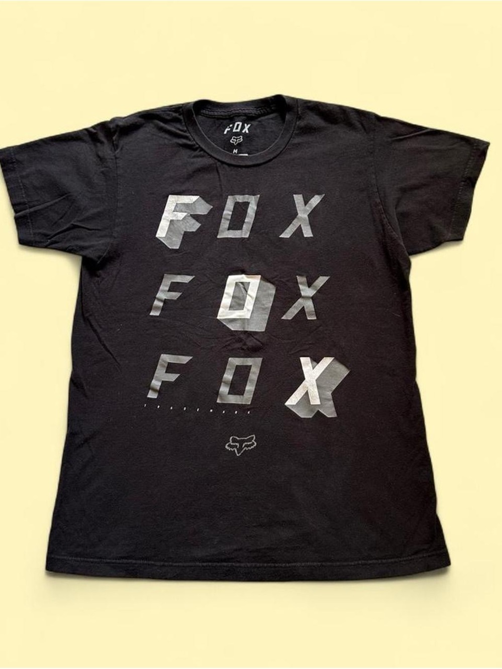 Fox Black Short Sleeve Tee with Silver FOX Graphic men’s medium